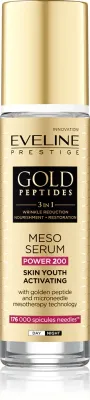 Сыворотка для лица Eveline Cosmetics Gold Peptides 3 in 1 с аргановым маслом, с маслом жожоба, для любого типа кожи, 30 мл