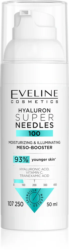 Сыворотка для лица Eveline Cosmetics Hyaluron Super Needles 100 с гиалуроновой кислотой, с витамином C, 50 мл