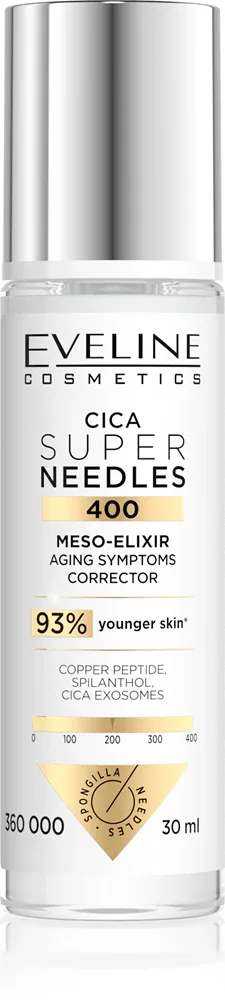 Сыворотка для лица Eveline Cosmetics Cica Super Needles 400 с гиалуроновой кислотой, с пептидами, 30 мл