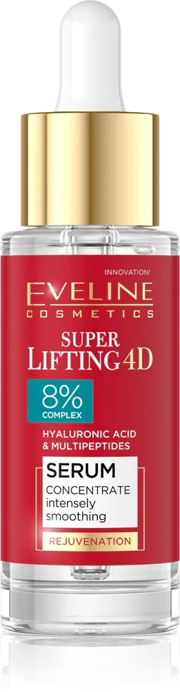 Сыворотка для лица Eveline Cosmetics Super Lifting 4D 8% complex с гиалуроновой кислотой, с пантенолом, 30 мл