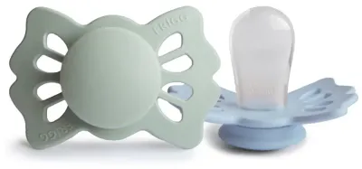 Пустышки FRIGG Lucky Size 1 силиконовые, для возраста 0-6 месяцев, 2 шт Sage/Powder Blue