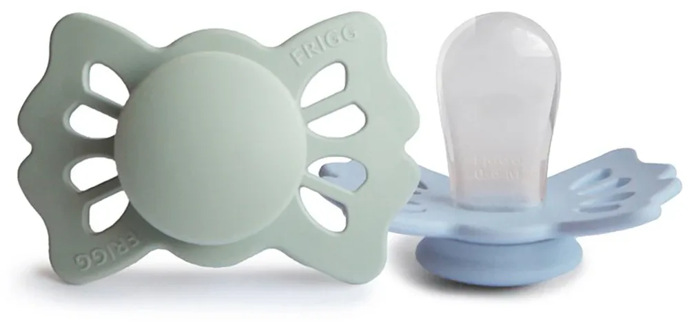Пустышки FRIGG Lucky Size 1 силиконовые, для возраста 0-6 месяцев, 2 шт Sage/Powder Blue