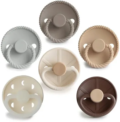 Пустышки FRIGG 6-Pack Pacifiers Round Silicone Size 1 силиконовые, эргономичные, 6 шт