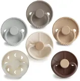 Пустышки FRIGG 6-Pack Pacifiers Round Silicone Size 1 силиконовые, эргономичные, 6 шт — фото 1