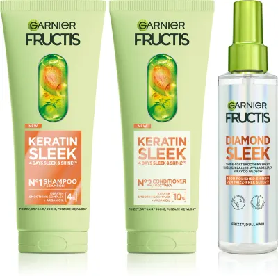Набор для волос Garnier Fructis Keratin Sleek шампунь, кондиционер и спрей, 3 шт