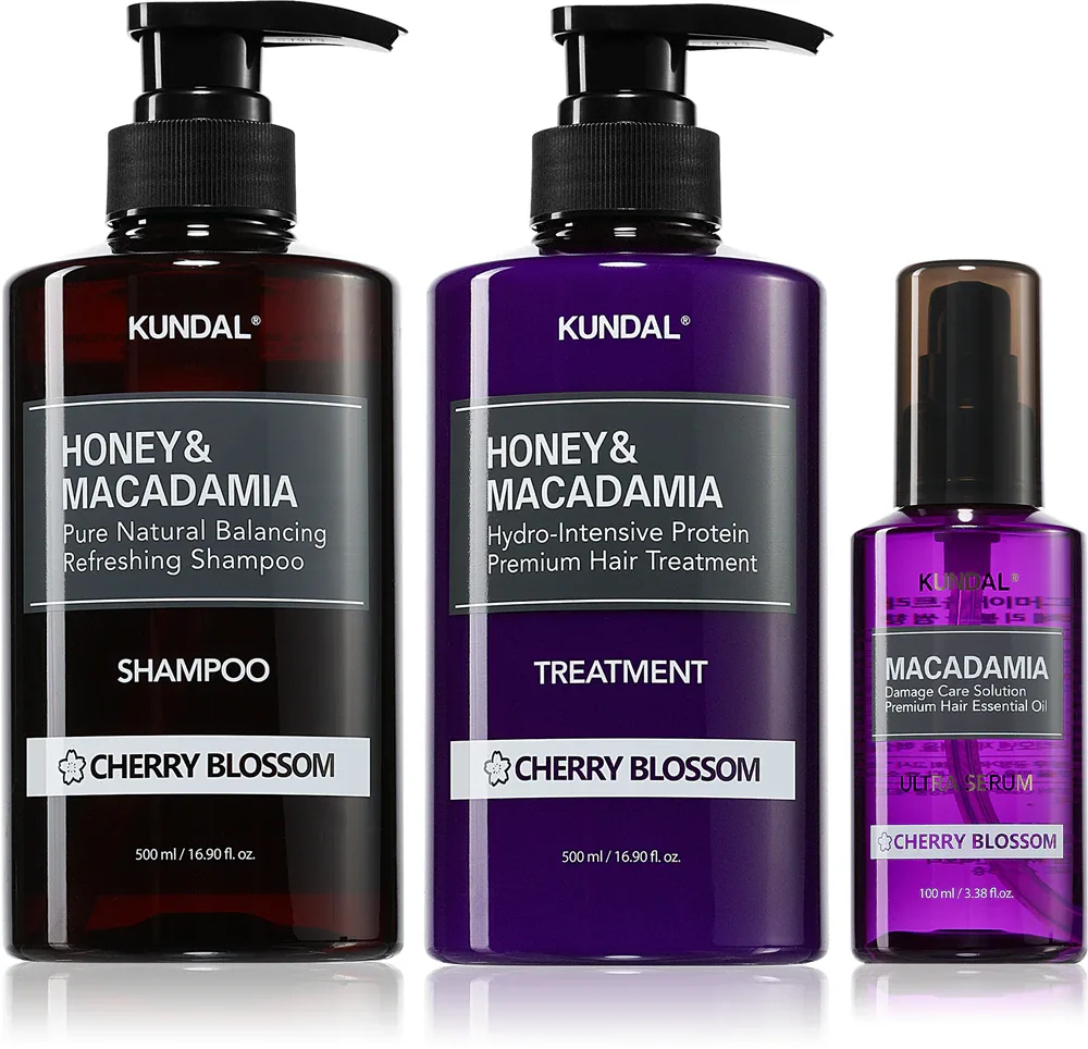 Набор для ухода за волосами KUNDAL Honey Macadamia Cherry Blossom для сухих и повреждённых волос, 1 шт