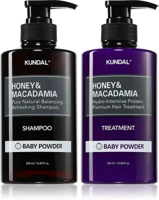 Набор для ухода за волосами KUNDAL Honey Macadamia Baby Powder шампунь и уход, 1 шт