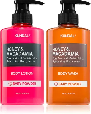 Набор для ухода за телом KUNDAL Honey Macadamia Baby Powder гель для душа и молочко, 1 шт