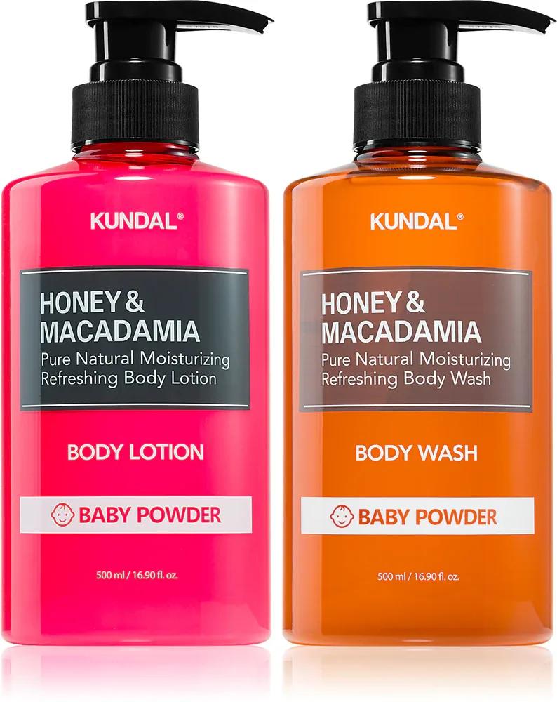 Набор для ухода за телом KUNDAL Honey Macadamia Baby Powder гель для душа и молочко, 1 шт