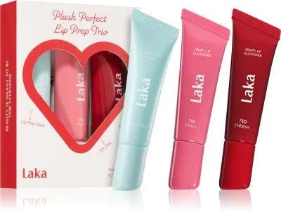 Набор средств для губ Laka Plush Perfect Lip Prep Trio подарочный, 3 × 10 мл