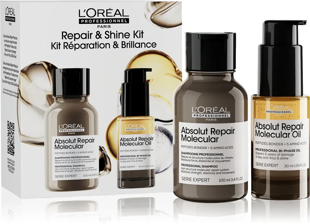 L’Oréal Professionnel Serie Expert Absolut Repair Molecular - Набор для повреждённых волос L’Oreal Professionnel Serie Expert Absolut Repair Molecular с шампунем и маслом, дорожный