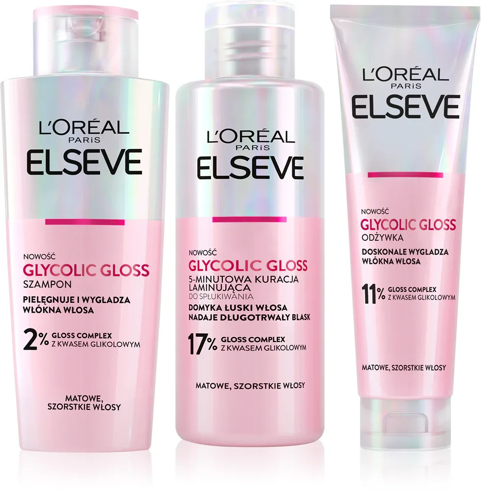 L’Oréal Paris Elseve Glycolic Gloss - Набор для ухода за волосами L’Oreal Paris Elseve Glycolic Gloss шампунь, бальзам и маска, 3 шт, 3 шт