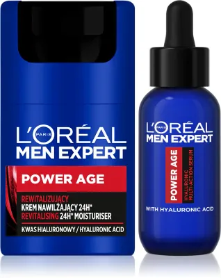 L’Oréal Paris Men Expert Power Age - Набор для ухода за лицом L’Oreal Paris Men Expert Power Age мужской, с гиалуроновой кислотой, 2 шт, 2 шт