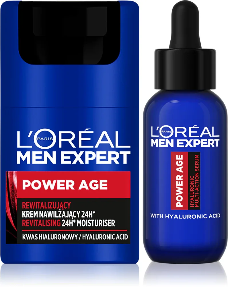 L’Oréal Paris Men Expert Power Age - Набор для ухода за лицом L’Oreal Paris Men Expert Power Age мужской, с гиалуроновой кислотой, 2 шт, 2 шт