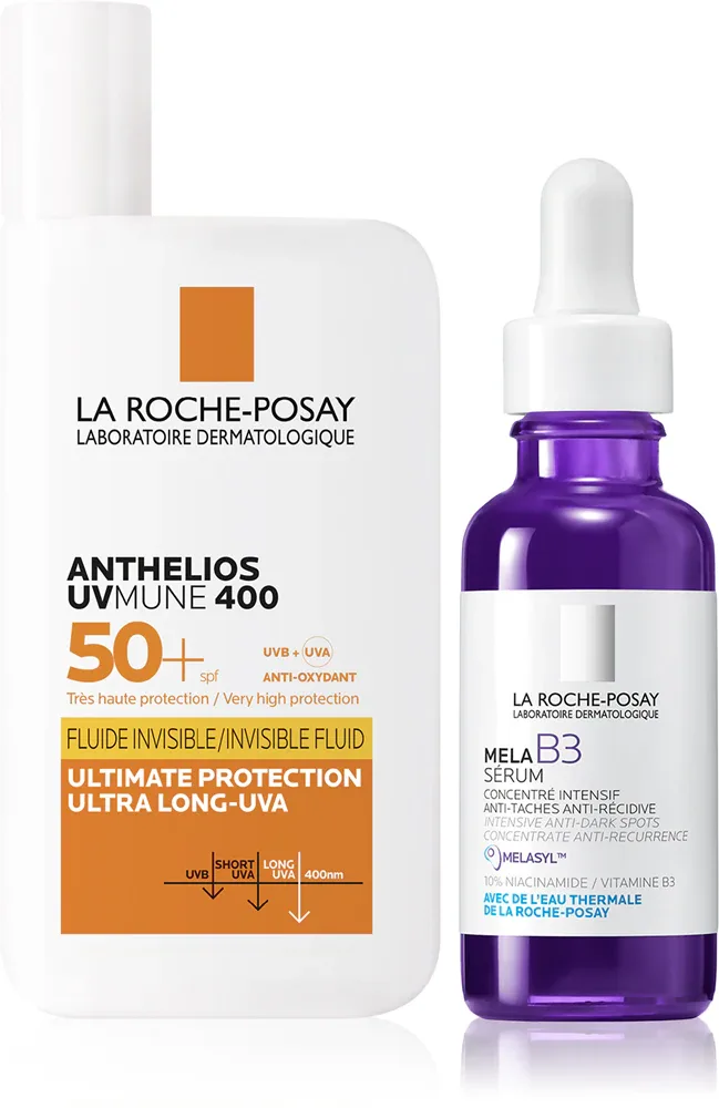 Набор для ухода за лицом La Roche-Posay Anthelios + Mela B3 флюид SPF 50+ и сыворотка, 1 шт