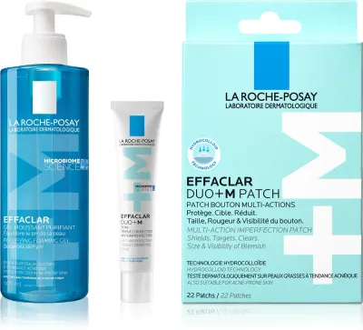 Набор для ухода за проблемной кожей La Roche-Posay Effaclar уход, очищающий гель и патчи, 1 шт