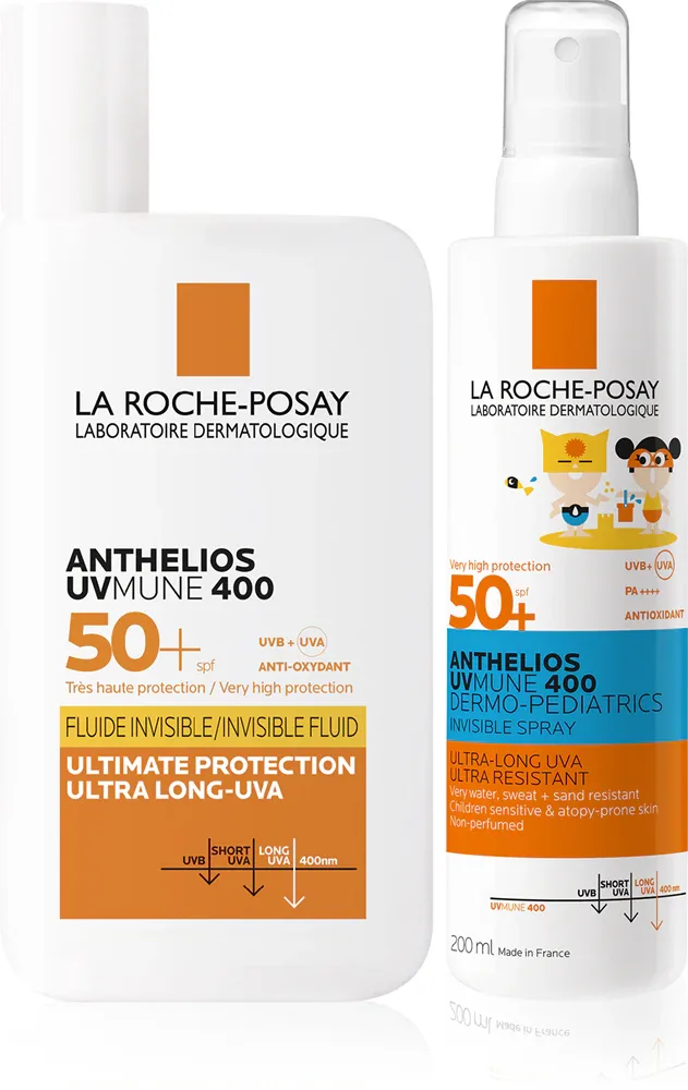 Набор солнцезащитных средств La Roche-Posay Anthelios UVMUNE 400 спрей и флюид SPF 50+, 1 шт