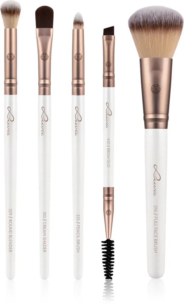 Набор кистей для макияжа Luvia Cosmetics Daily Selection с дорожным чехлом, с длинным мягким ворсом, 6 шт Prime Vegan