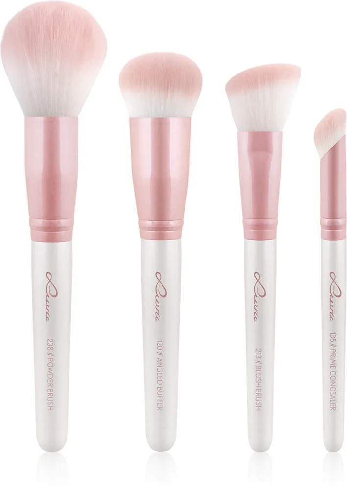 Набор кистей для макияжа Luvia Cosmetics Flawless Face Set с дорожным чехлом, для кремовых и пудровых средств, 5 шт