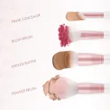 Набор кистей для макияжа Luvia Cosmetics Flawless Face Set с дорожным чехлом, для кремовых и пудровых средств, 5 шт — фото 2