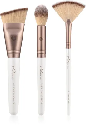 Набор кистей для макияжа Luvia Cosmetics Highlight Contour Set с дорожным чехлом, для контуринга и хайлайтера, 4 шт
