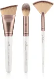 Набор кистей для макияжа Luvia Cosmetics Highlight Contour Set с дорожным чехлом, для контуринга и хайлайтера, 4 шт — фото 1