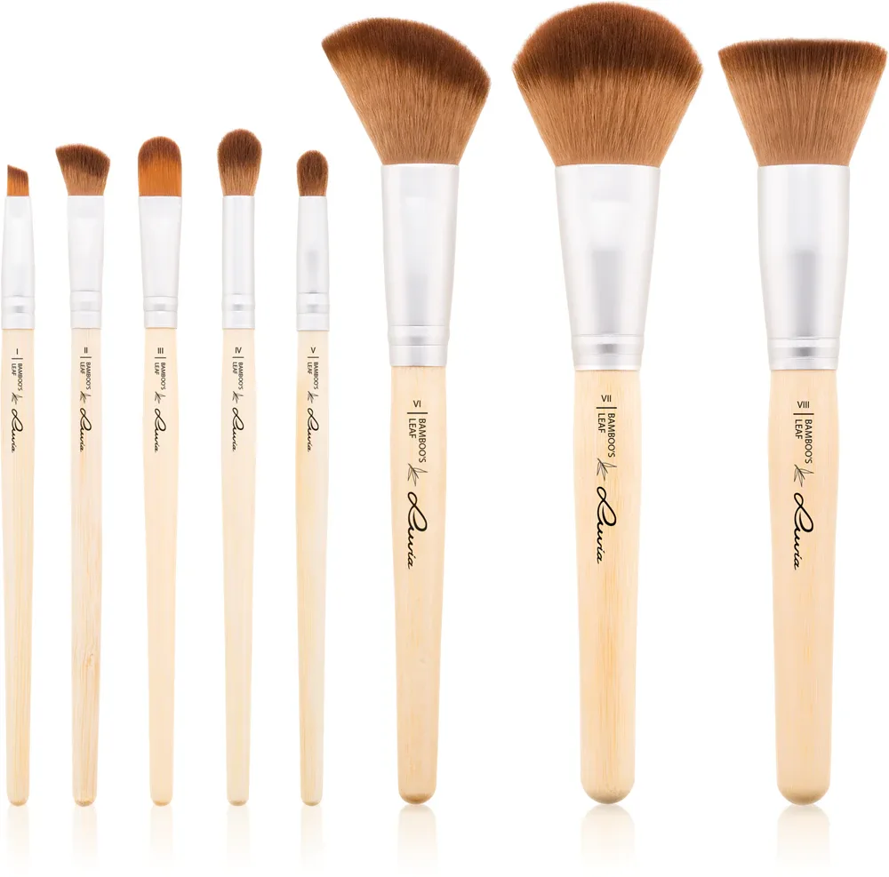 Набор кистей для макияжа Luvia Cosmetics Bamboo’s Leaf Brush Set с дорожным чехлом, из девяти предметов, 9 шт