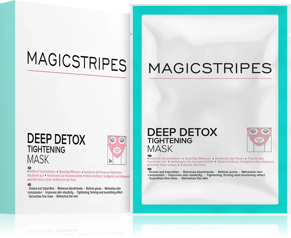 Маска для лица MAGICSTRIPES Deep Detox тканевая, детокс, с монтмориллонитом и каолином, 3 шт