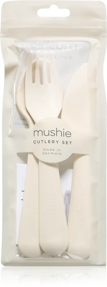 Столовые приборы детские Mushie Cutlery силиконовые, бежевые, набор 3 шт 3y+ Ivory