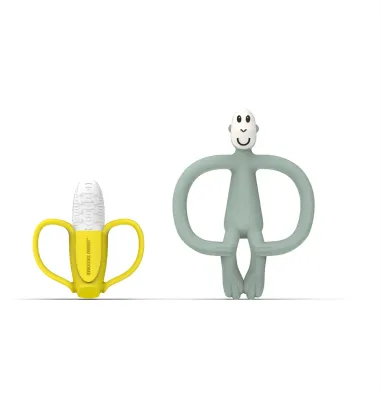 Набор прорезывателей Matchstick Monkey Banana Soother Monkey Teether обезьянка и банан, жёлтый, 1 шт