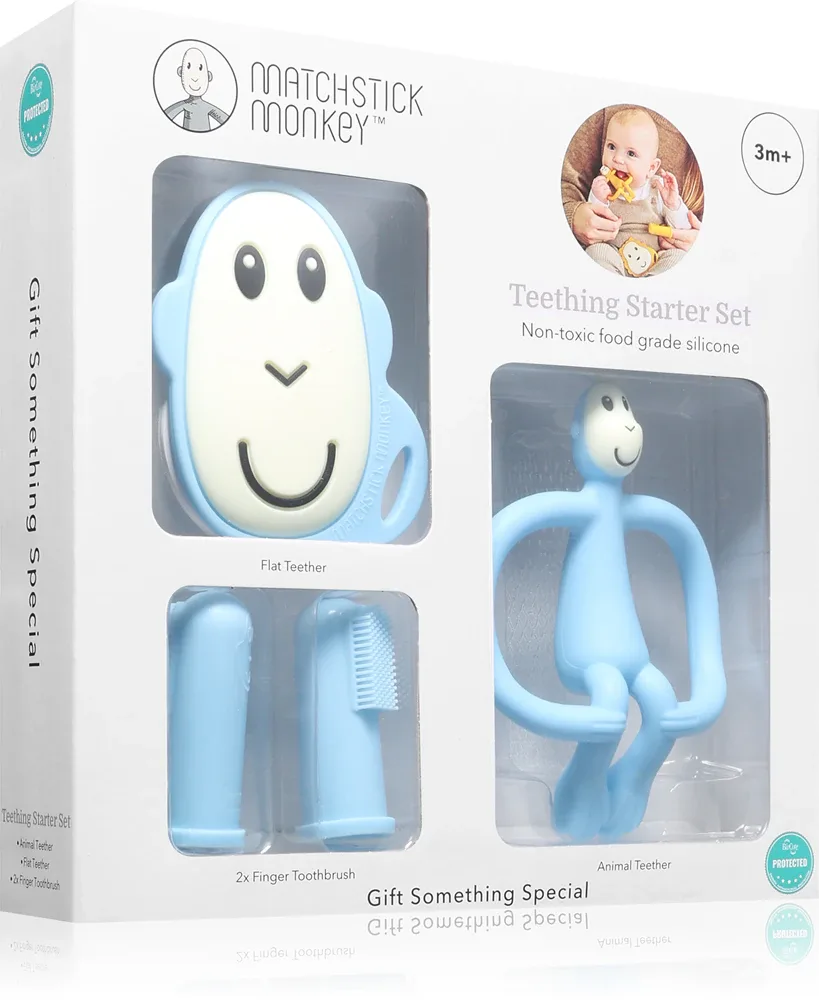 Стартовый набор Matchstick Monkey Starter Set Monkey Light Blue, прорезыватели и щётки, 1 шт 3m+