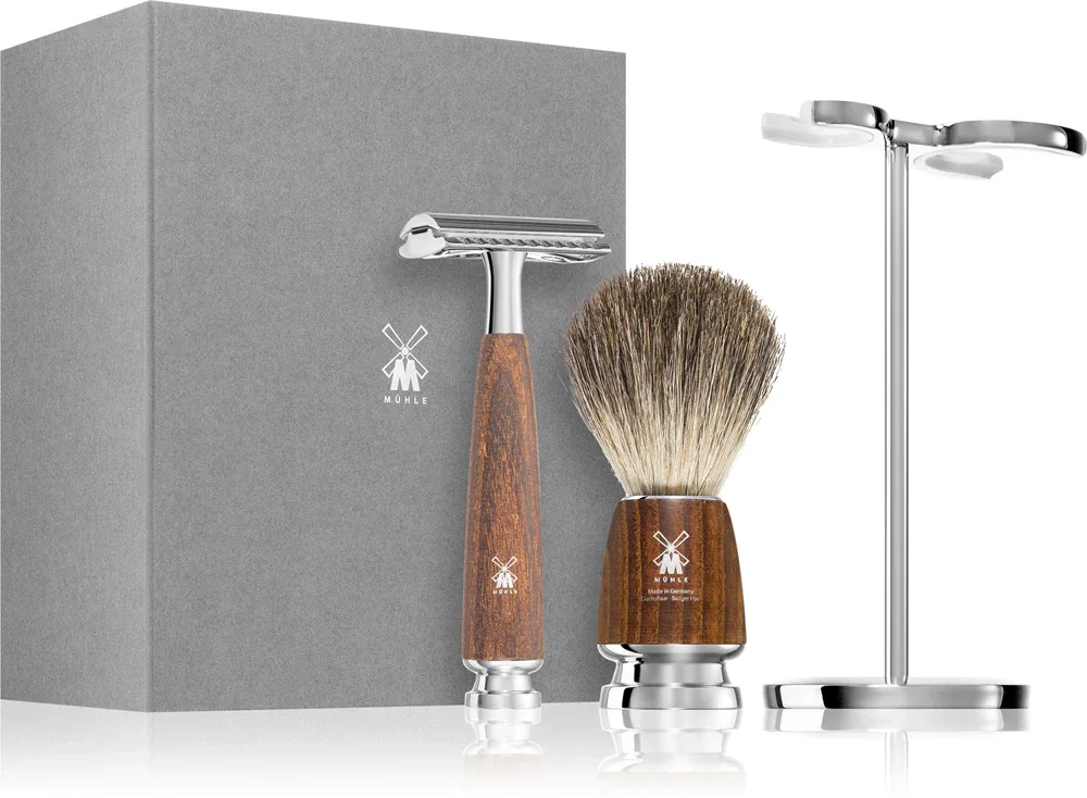 Mühle RYTMO Ash Pure Badger - Набор для бритья Muhle RYTMO Ash Pure Badger с помазком из барсучьего ворса, 3 шт, 3 шт