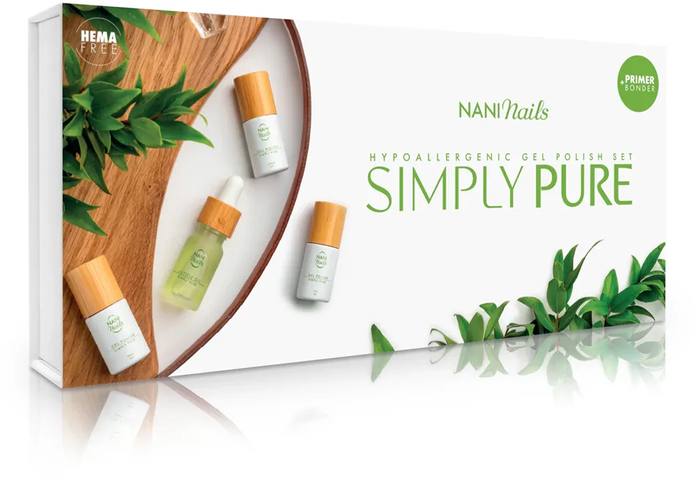 Набор для маникюра с гель-лаком NaniNails Simly Pure с маслом для кутикулы, чёрный и фиолетовый