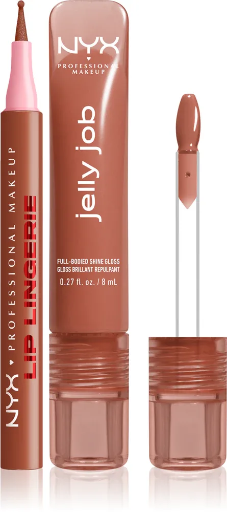 Набор для губ NYX Professional Makeup Lip Lingerie Jelly Job маркер и блеск с эффектом увеличения, 2 шт