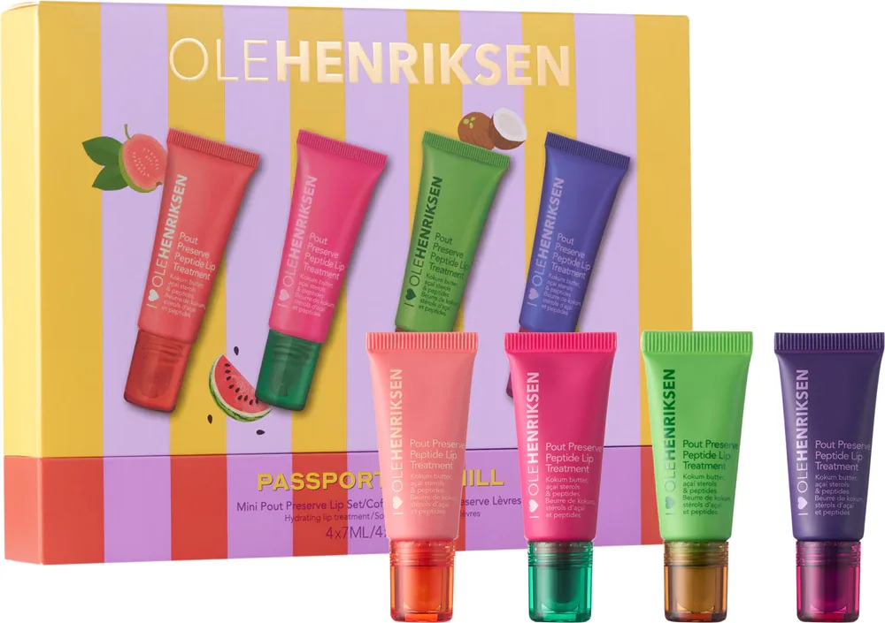 Набор для губ OLEHENRIKSEN Pout Preserve Chillers Passport To Chill тонизирующий, 4 оттенка, 4× 7 мл