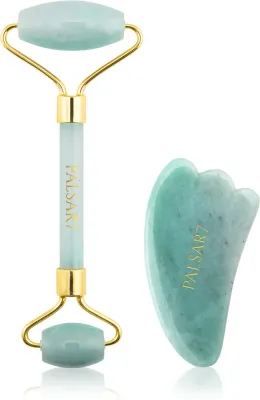 Набор для массажа лица и шеи PALSAR7 Massage Roller and Guasha Jade, подарочный, синий