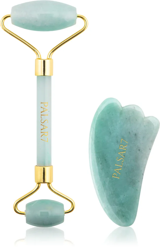 Набор для массажа лица и шеи PALSAR7 Massage Roller and Guasha Jade, подарочный, синий