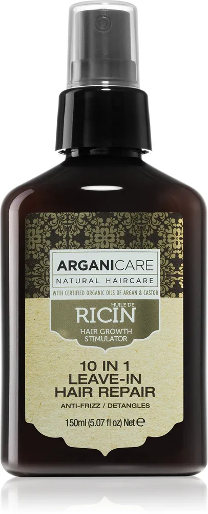 Сыворотка для волос Arganicare Ricin 10 In 1 Leave-In Hair Repair несмываемая, с касторовым маслом, для всех типов волос, 150 мл