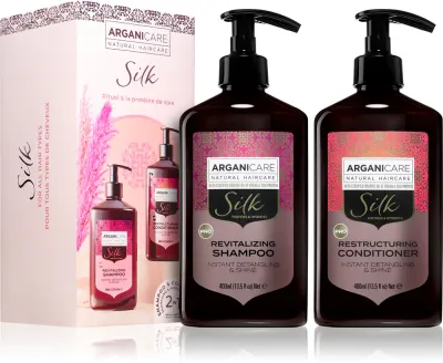 Набор для ухода за волосами Arganicare Silk Protein Set шампунь и кондиционер, с протеинами шёлка, для тусклых волос, 1 шт
