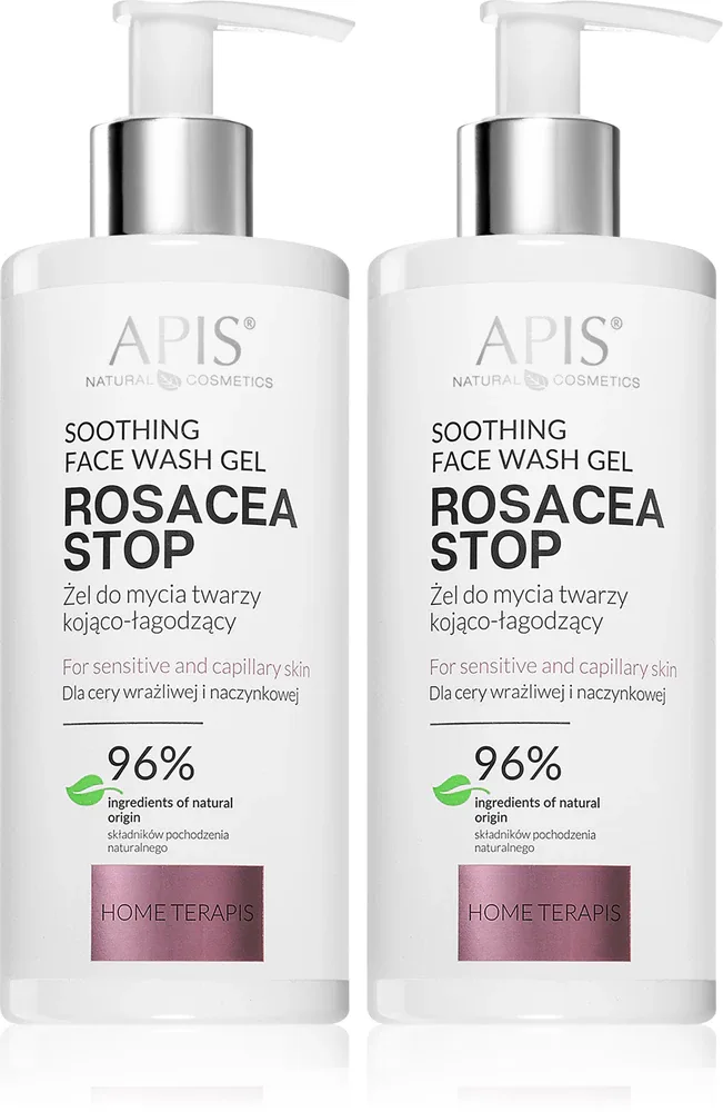 Набор для лица Apis Natural Cosmetics Rosacea-Stop гель для умывания успокаивающий, 2 упаковки по 300 мл