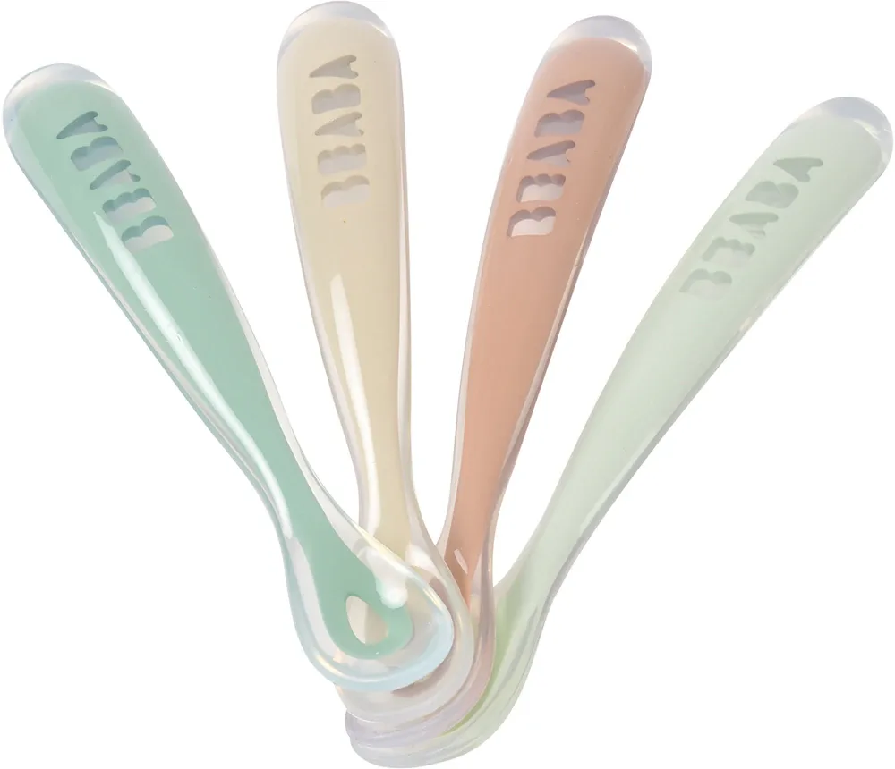Набор детских ложек Beaba Silicone Spoon Set силиконовый, 4 шт Natural 4m+