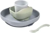 Набор детской посуды Beaba 4-Piece Silicone Dinner Set силиконовый, зелёный, 4 шт — фото 1