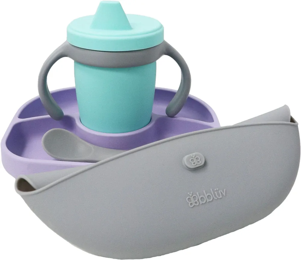 BBLÜV Sët - Набор детской посуды BBLUV Set силиконовый, подарочный, фиолетовый, 3 шт, 3 шт