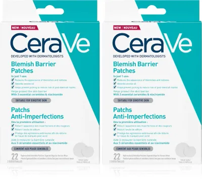 Набор патчей для лица CeraVe Blemish Control Barrier Patches для проблемной кожи, 2 упаковки по 22 шт