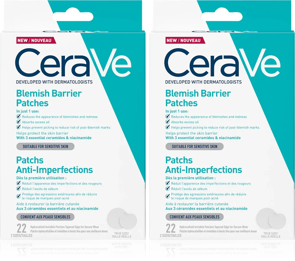 Набор патчей для лица CeraVe Blemish Control Barrier Patches для проблемной кожи, 2 упаковки по 22 шт