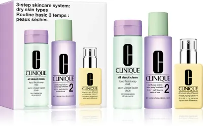 Набор косметики для лица Clinique 3 Steps Skincare Systeme Dry Skin Types, для сухой и комбинированной кожи, подарочный