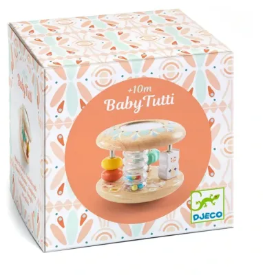 Погремушка DJECO Rattle Baby Tutti детская, контрастных цветов, 1 шт 10m+