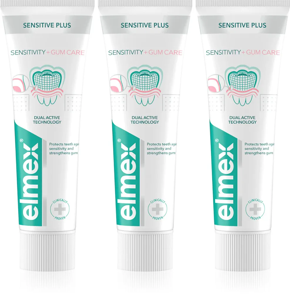 Набор зубных паст Elmex Sensitive Plus Sensitivity + Gums для чувствительных зубов, 3 × 75 мл