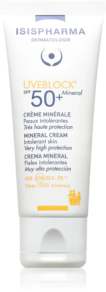 Крем солнцезащитный для лица ISISPHARMA Uveblock SPF 50+ Mineral с минеральными фильтрами, водостойкий, 40 мл