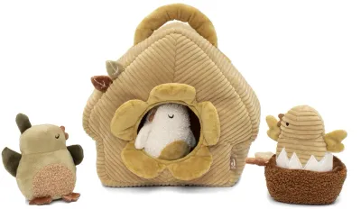 Игрушка развивающая JOLLEIN Tiny Park Activity Toy Set детская плюшевая, коричневая с бежевым, 1 шт 0m+